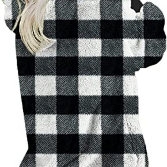 Women Casual Double Fuzzy Sweatshirt Faux Fleece Zip Pullover Hoodies - Picture 5 of 5